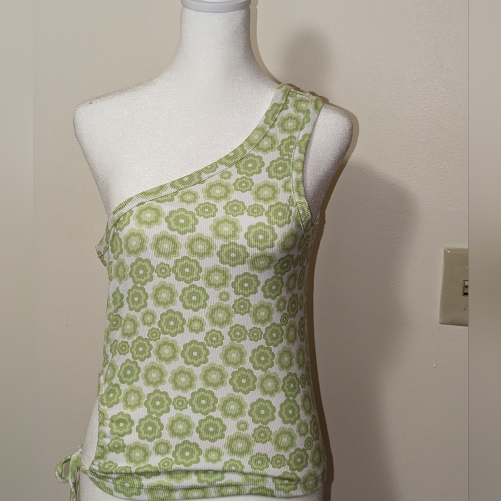 Green Printed One Shoulder Top  - NWT Size M